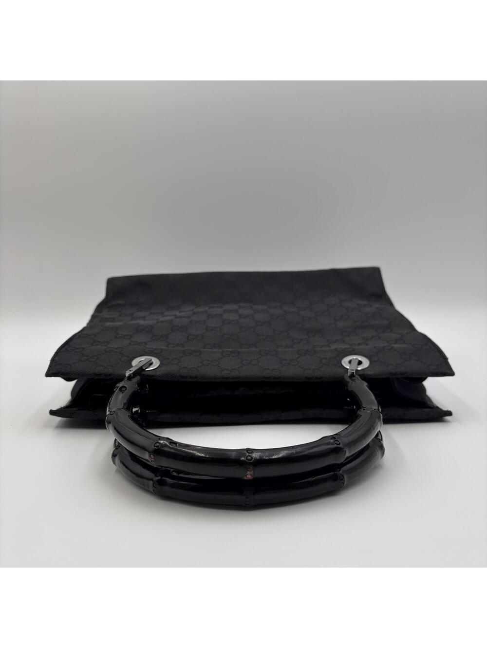 Gucci Bamboo GG Canvas Tote Bag Black - Picture 6 of 12